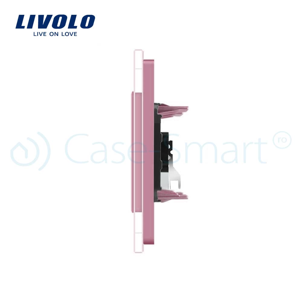 Priza dubla audio Livolo cu rama din sticla — imaginea 3