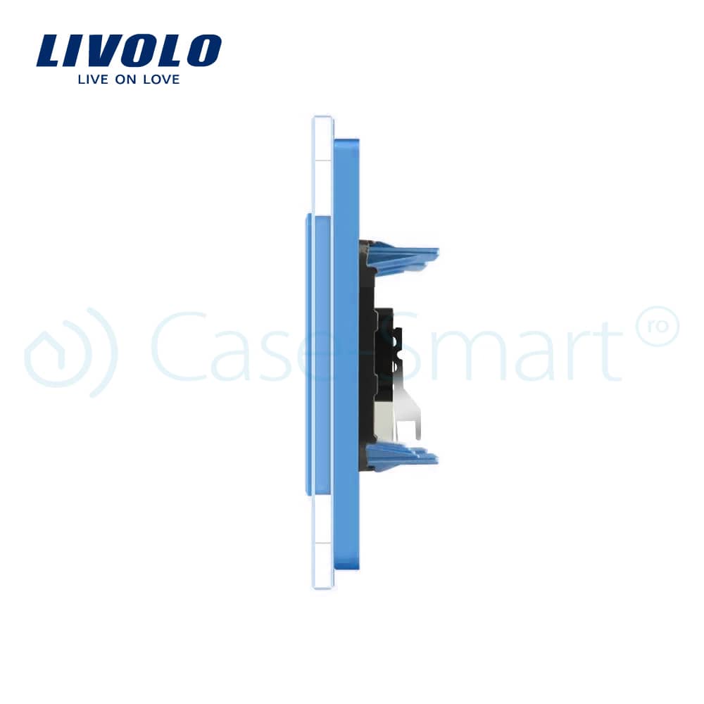 Priza dubla audio Livolo cu rama din sticla — imaginea 3