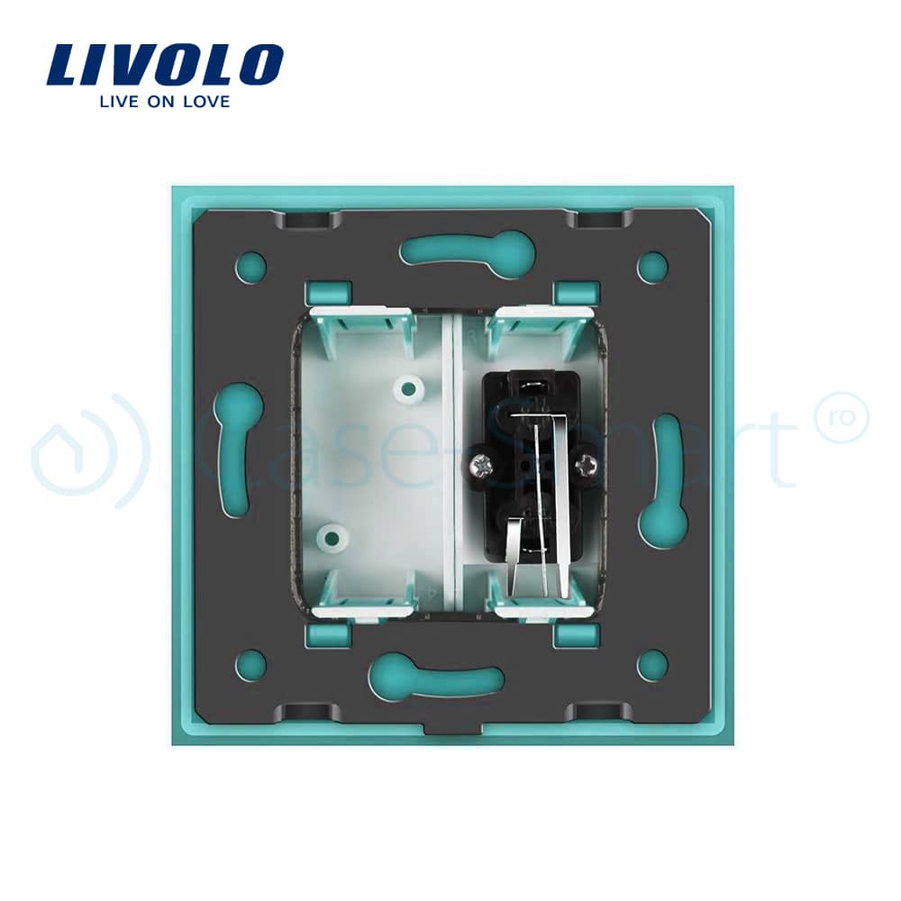 Priza simpla audio Livolo cu rama din sticla — imaginea 4