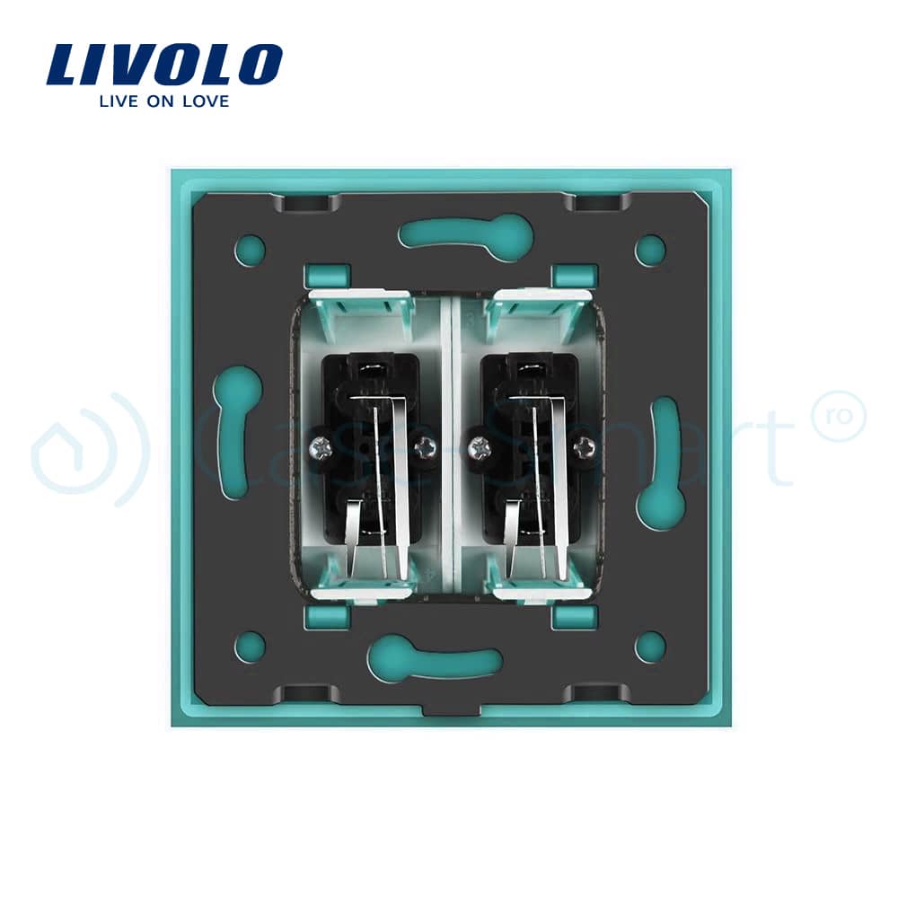 Priza dubla audio Livolo cu rama din sticla — imaginea 4