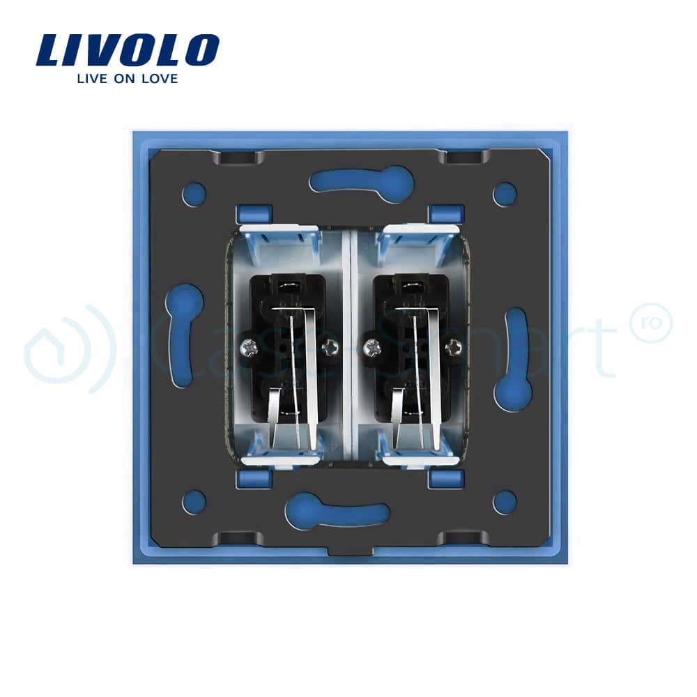 Priza dubla audio Livolo cu rama din sticla — imaginea 4