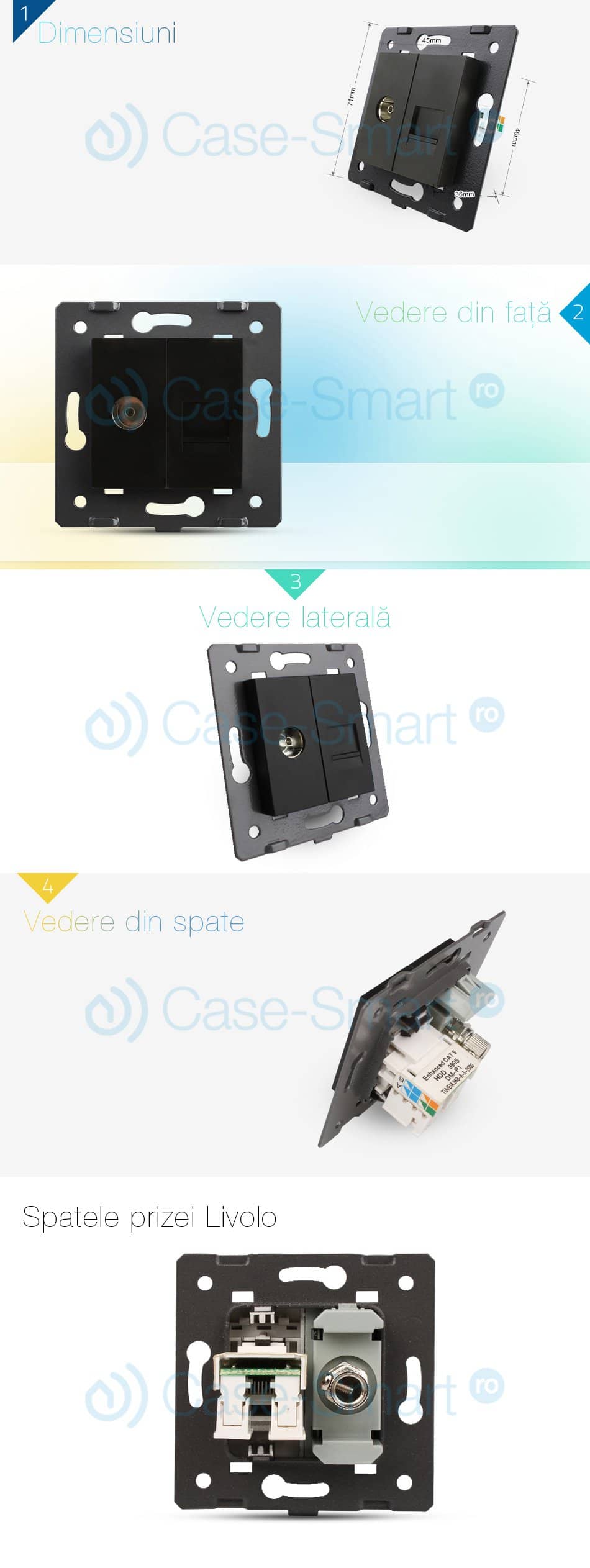 Priza dubla televizor + priza internet Livolo — imaginea 2