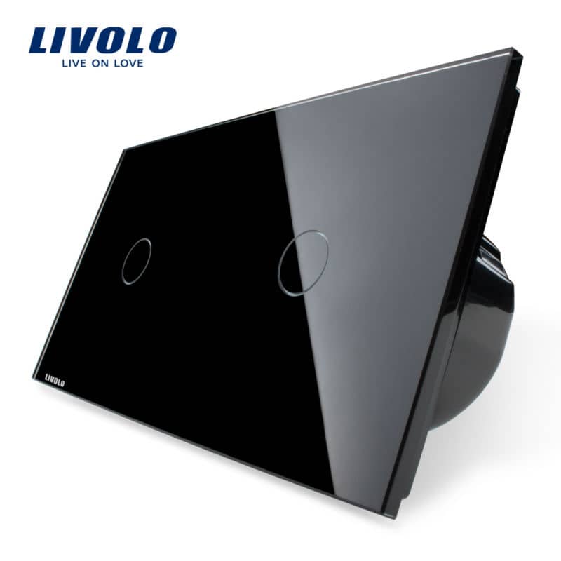 Intrerupator simplu + simplu cu touch Livolo din sticla — imaginea 1