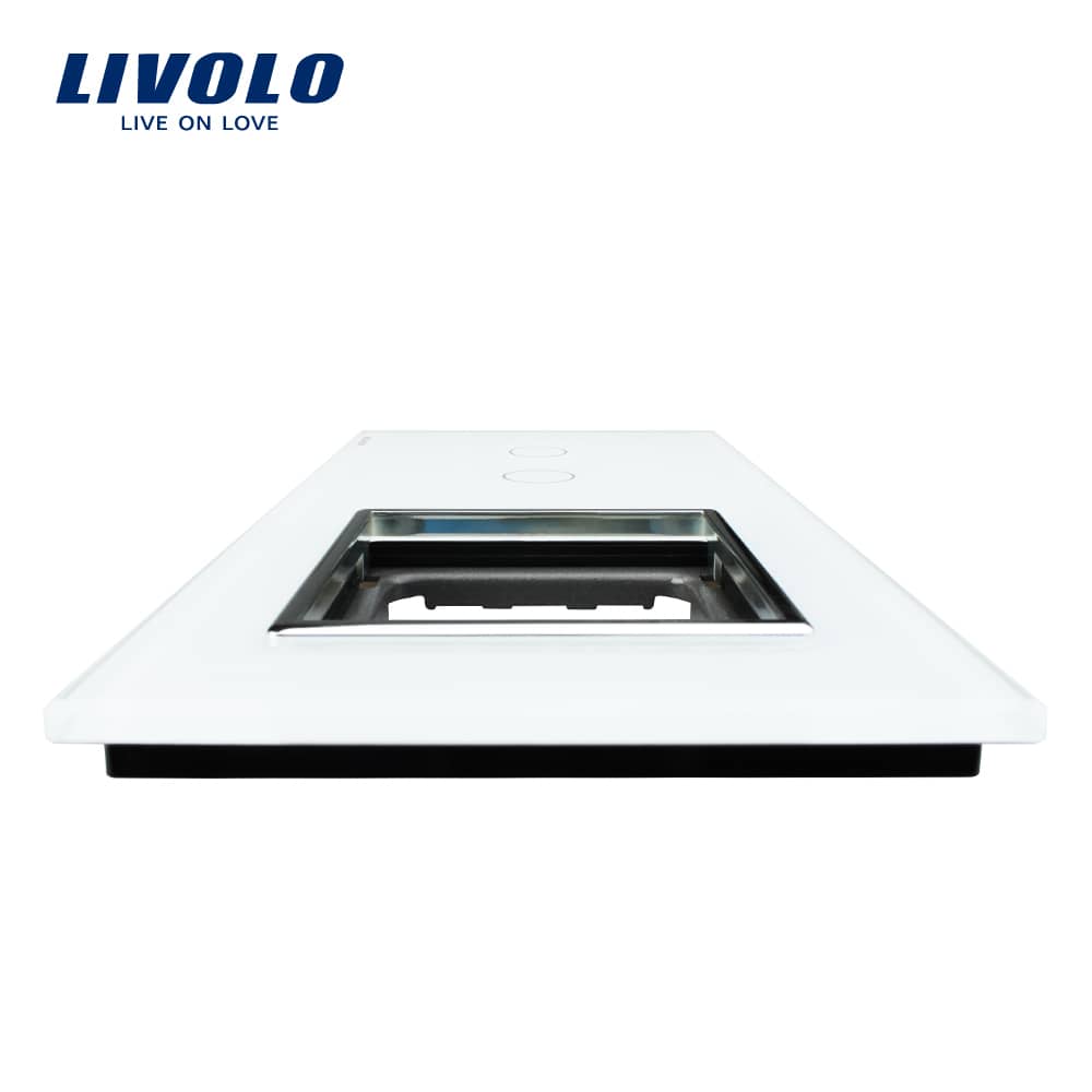 Panou intrerupator dublu cu touch + priza simpla Livolo din sticla — imaginea 3