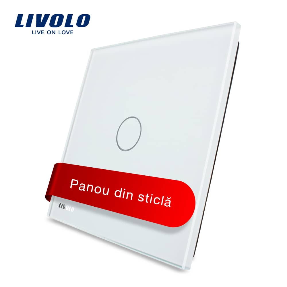 Panou intrerupator simplu cu touch Livolo din sticla — imaginea 1