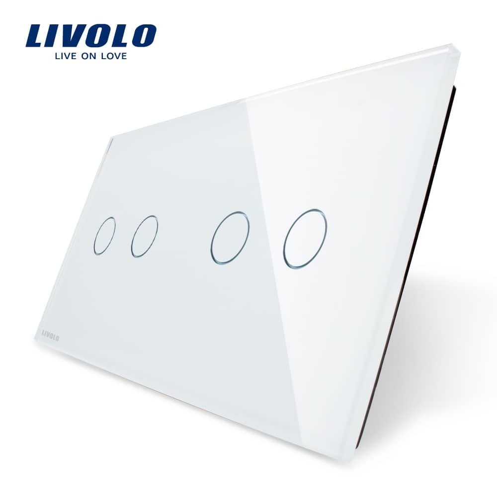 Panou intrerupator dublu+dublu cu touch Livolo din sticla — imaginea 3