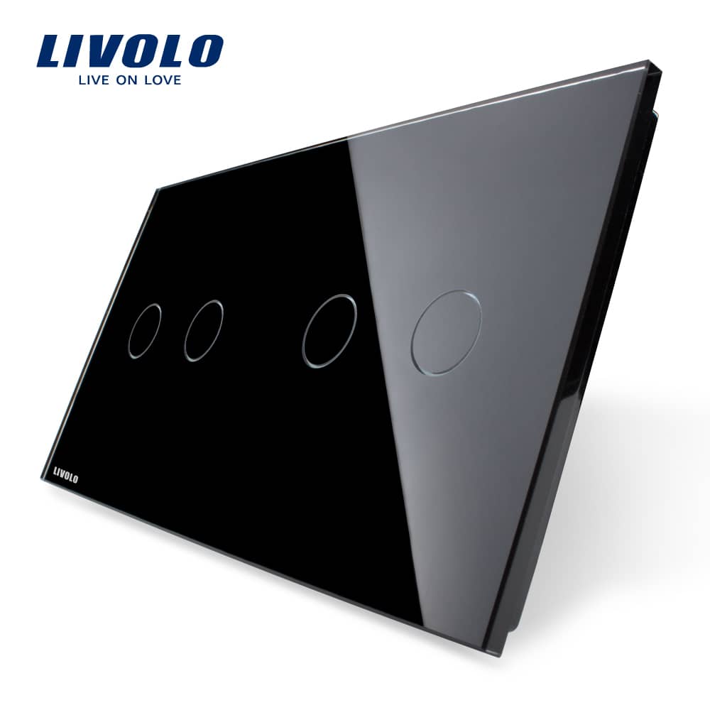Panou intrerupator dublu+dublu cu touch Livolo din sticla — imaginea 3