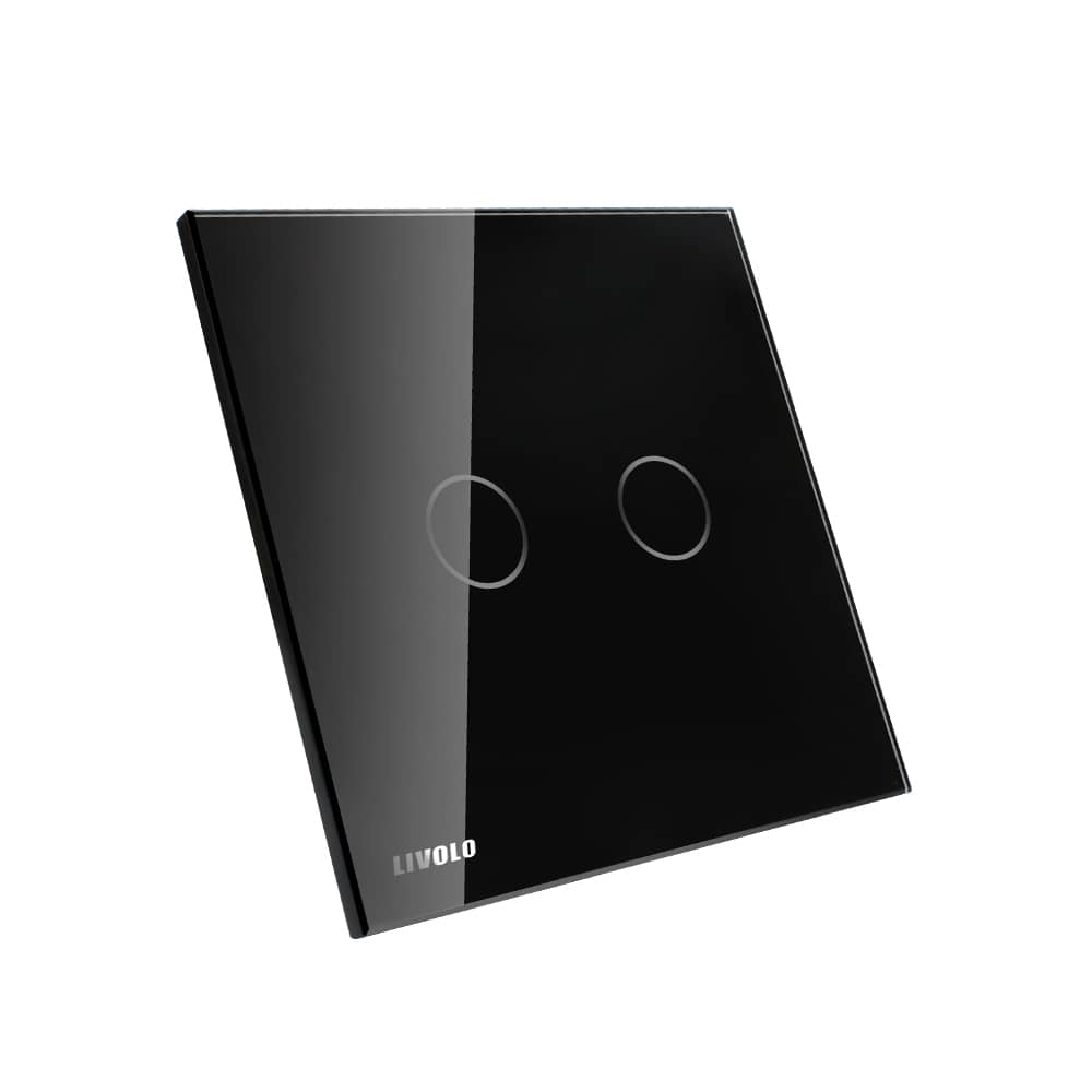 Panou intrerupator dublu cu touch Livolo din sticla — imaginea 2
