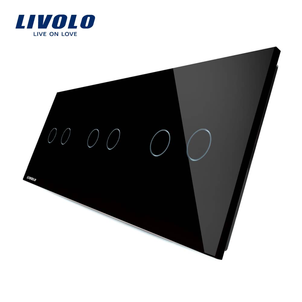 Panou intrerupator dublu+dublu+dublu cu touch Livolo din sticla — imaginea 3