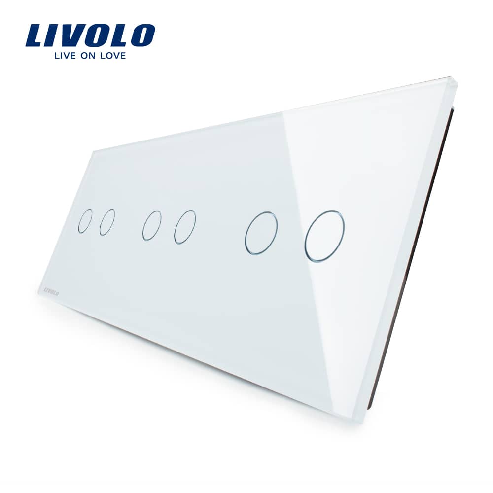 Panou intrerupator dublu+dublu+dublu cu touch Livolo din sticla — imaginea 3