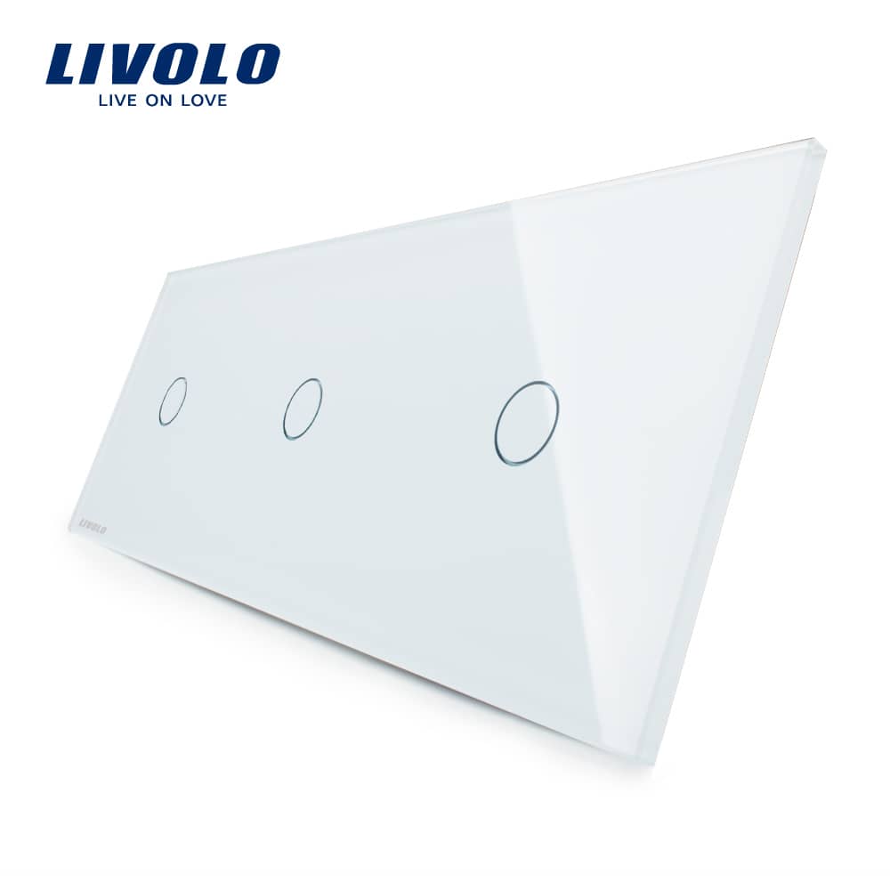 Panou intrerupator simplu+simplu+simplu cu touch Livolo din sticla — imaginea 3
