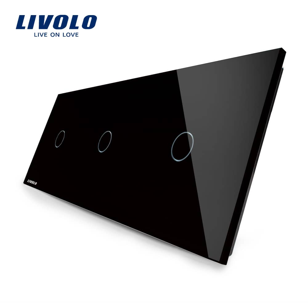 Panou intrerupator simplu+simplu+simplu cu touch Livolo din sticla — imaginea 3