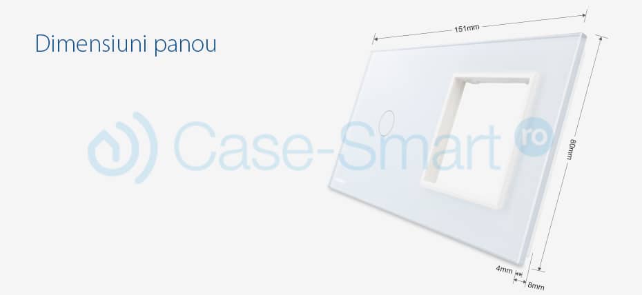 Panou intrerupator simplu cu touch si priza simpla Livolo din sticla — imaginea 2