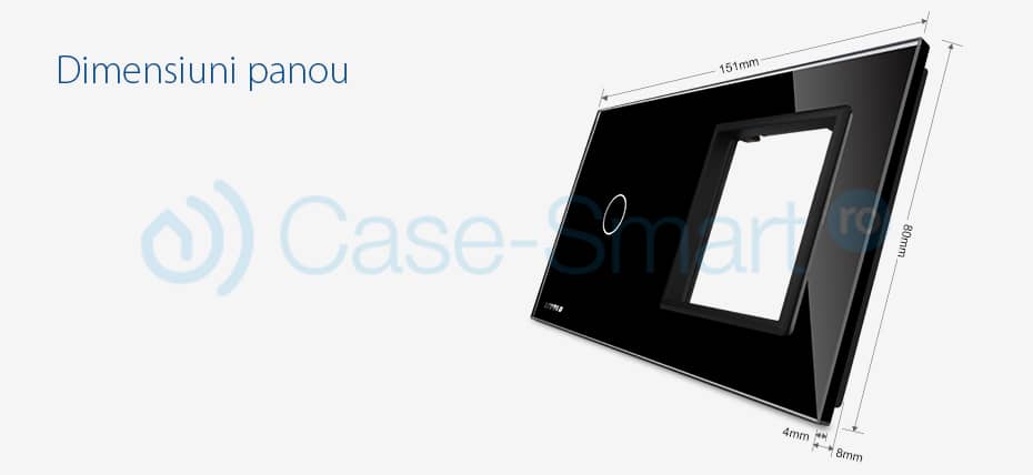Panou intrerupator simplu cu touch si priza simpla Livolo din sticla — imaginea 2
