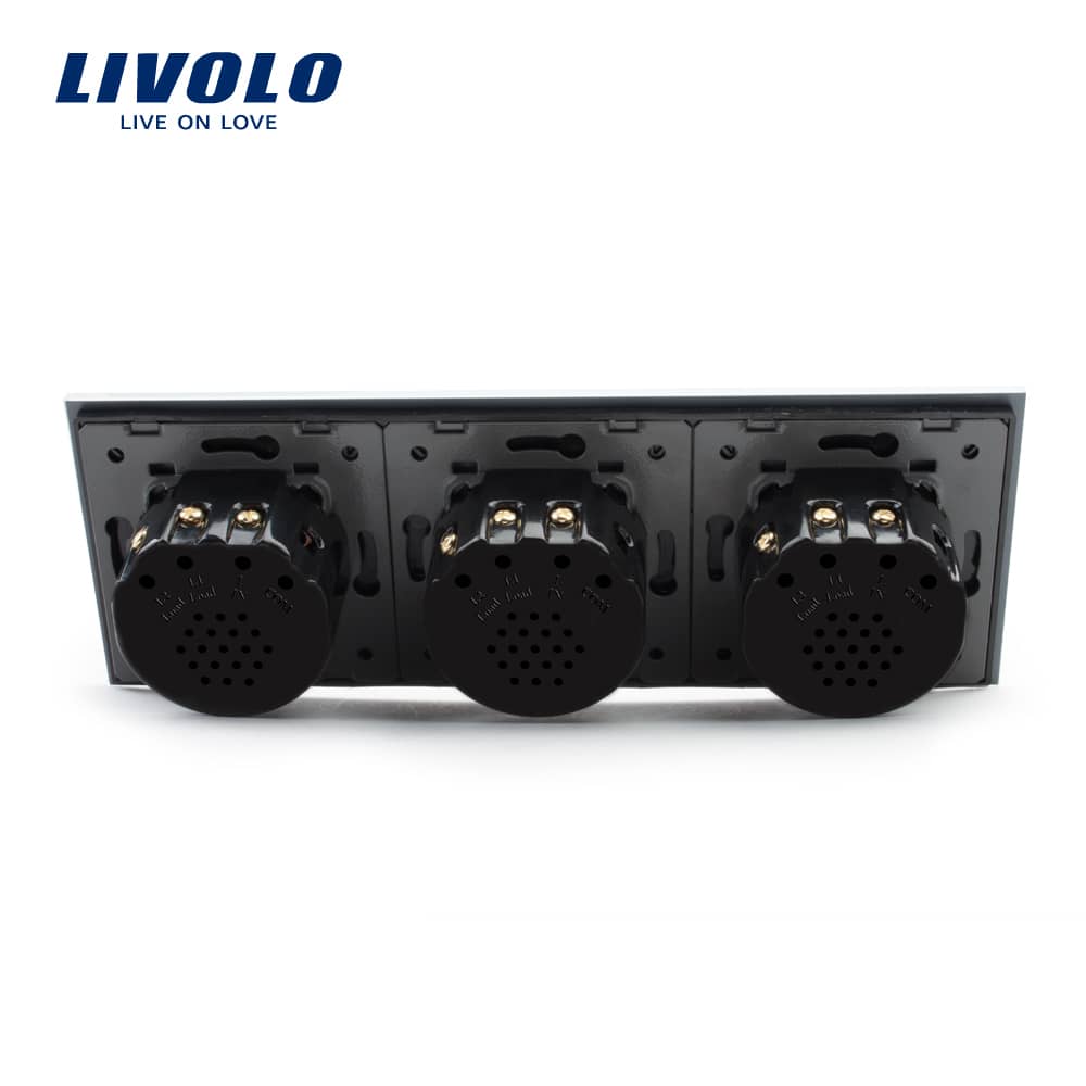 Intrerupator dublu+dublu+dublu cu touch Livolo din sticla — imaginea 4