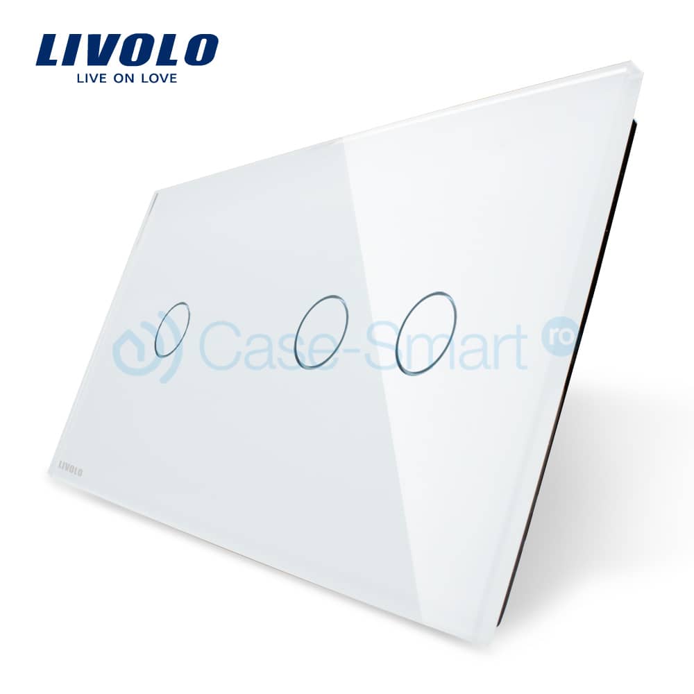 Panou intrerupator simplu+dublu cu touch Livolo din sticla — imaginea 3