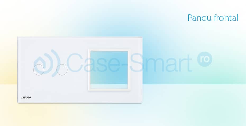 Panou intrerupator dublu cu touch + priza simpla Livolo din sticla — imaginea 2
