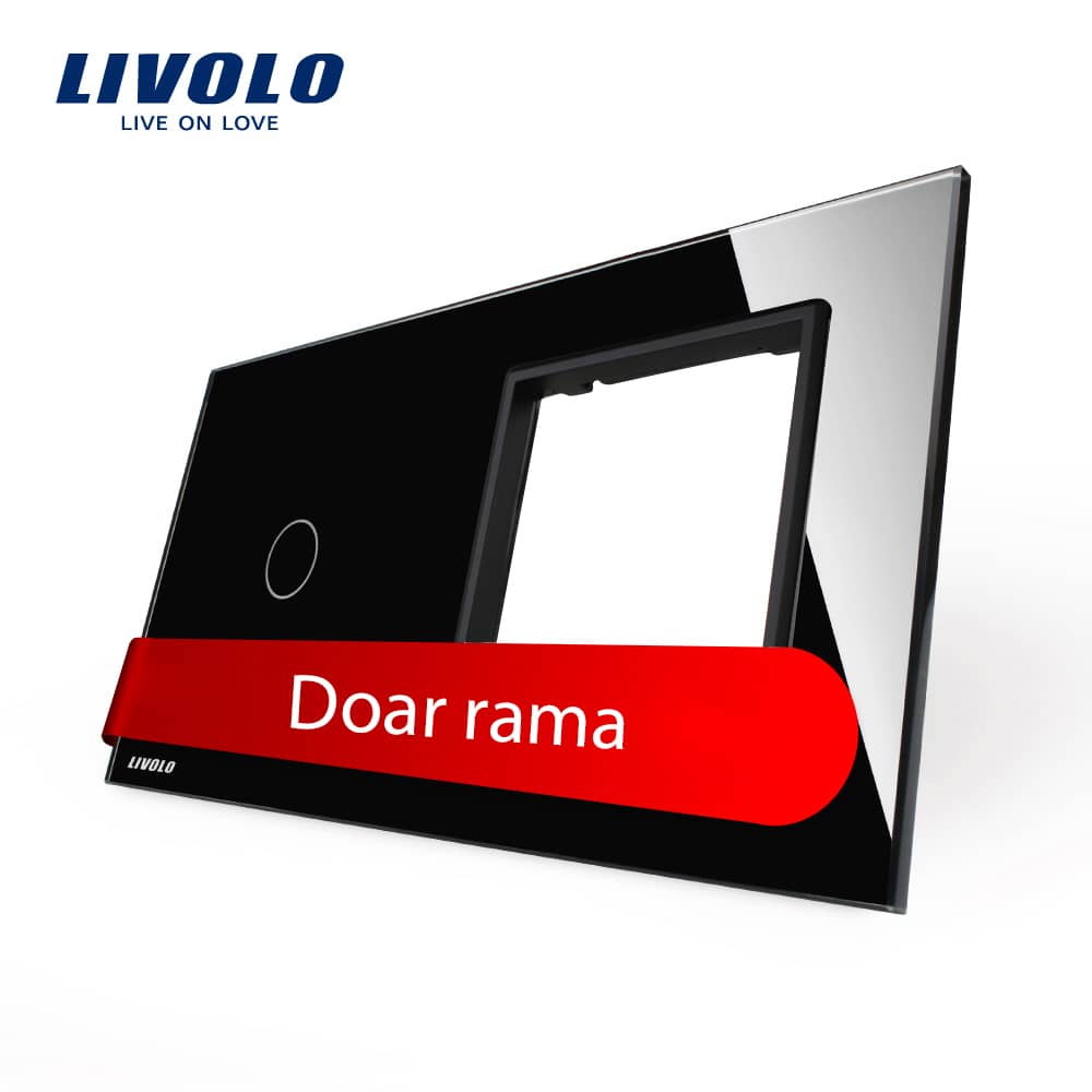 Panou intrerupator simplu cu touch si priza simpla Livolo din sticla — imaginea 1