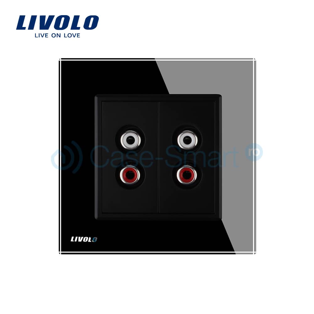Priza dubla audio Livolo cu rama din sticla — imaginea 2