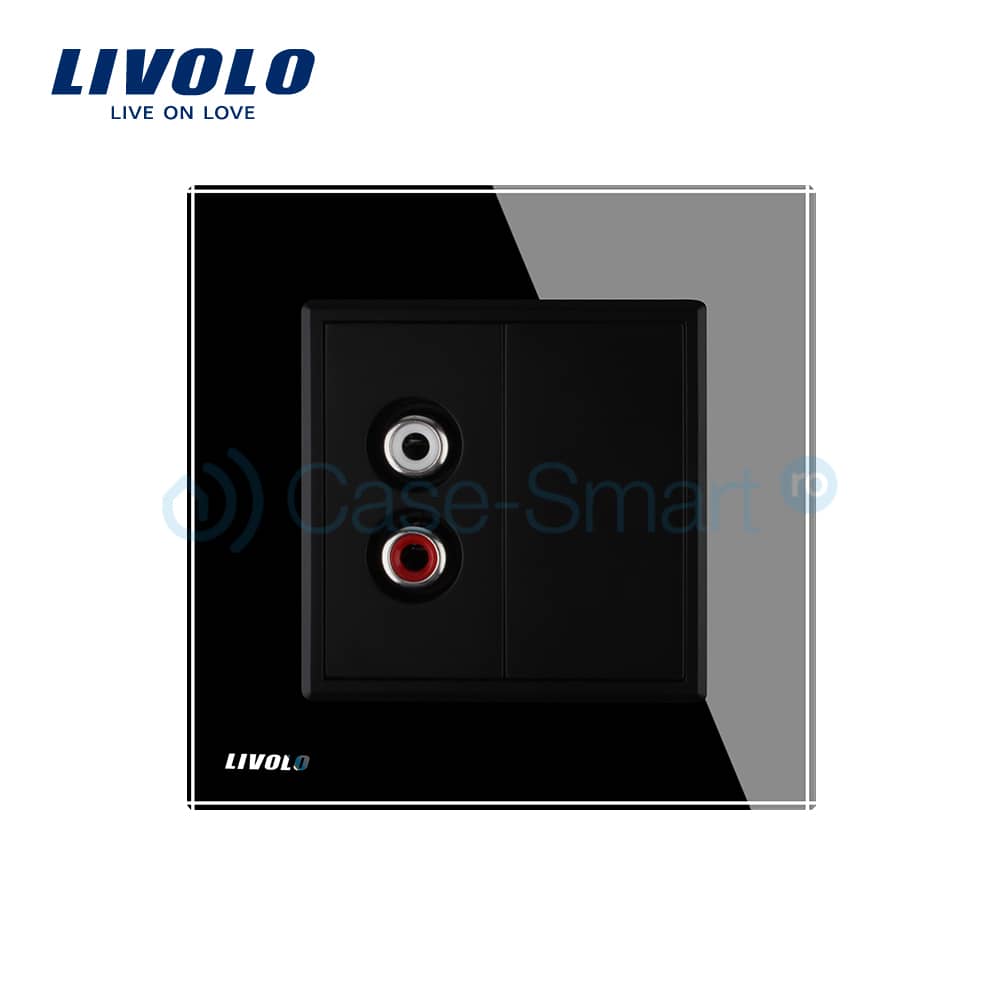 Priza simpla audio Livolo cu rama din sticla — imaginea 2