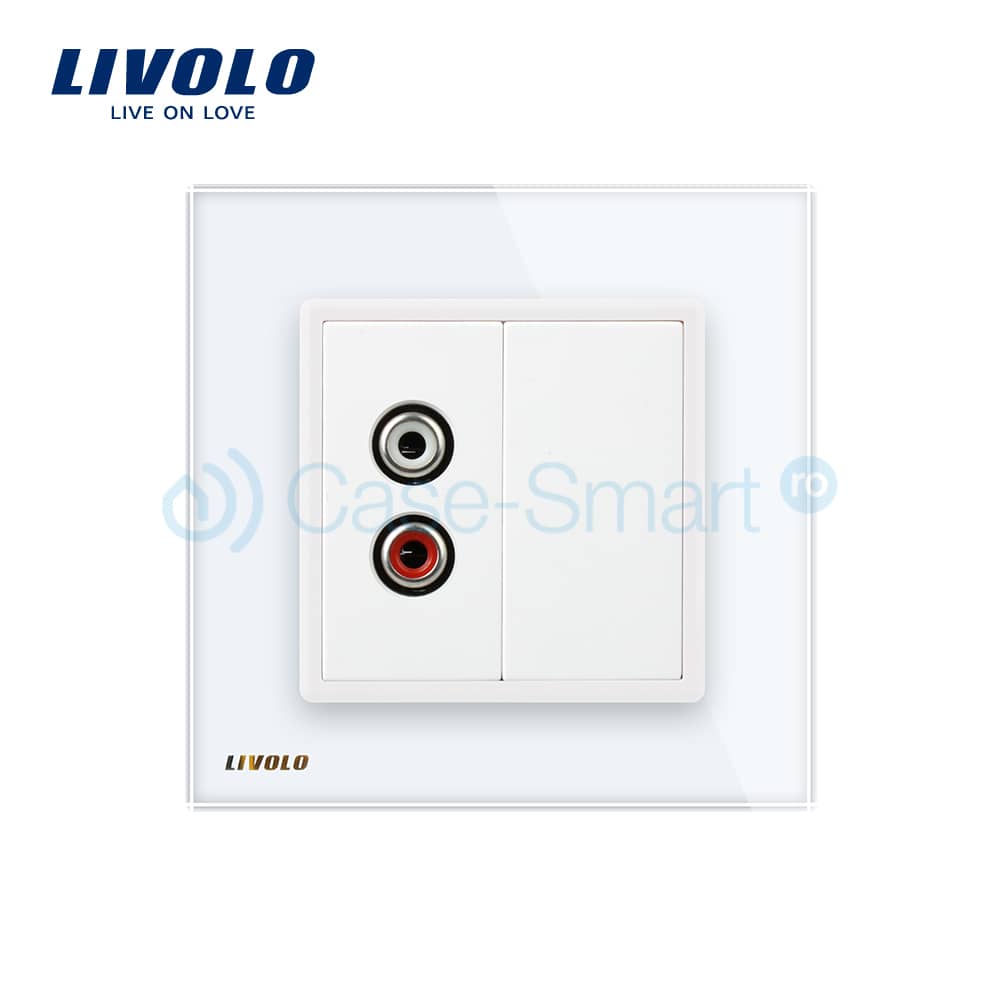 Priza simpla audio Livolo cu rama din sticla — imaginea 2