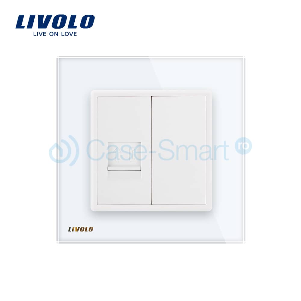 Priza simpla Telefon Livolo cu rama din sticla — imaginea 2