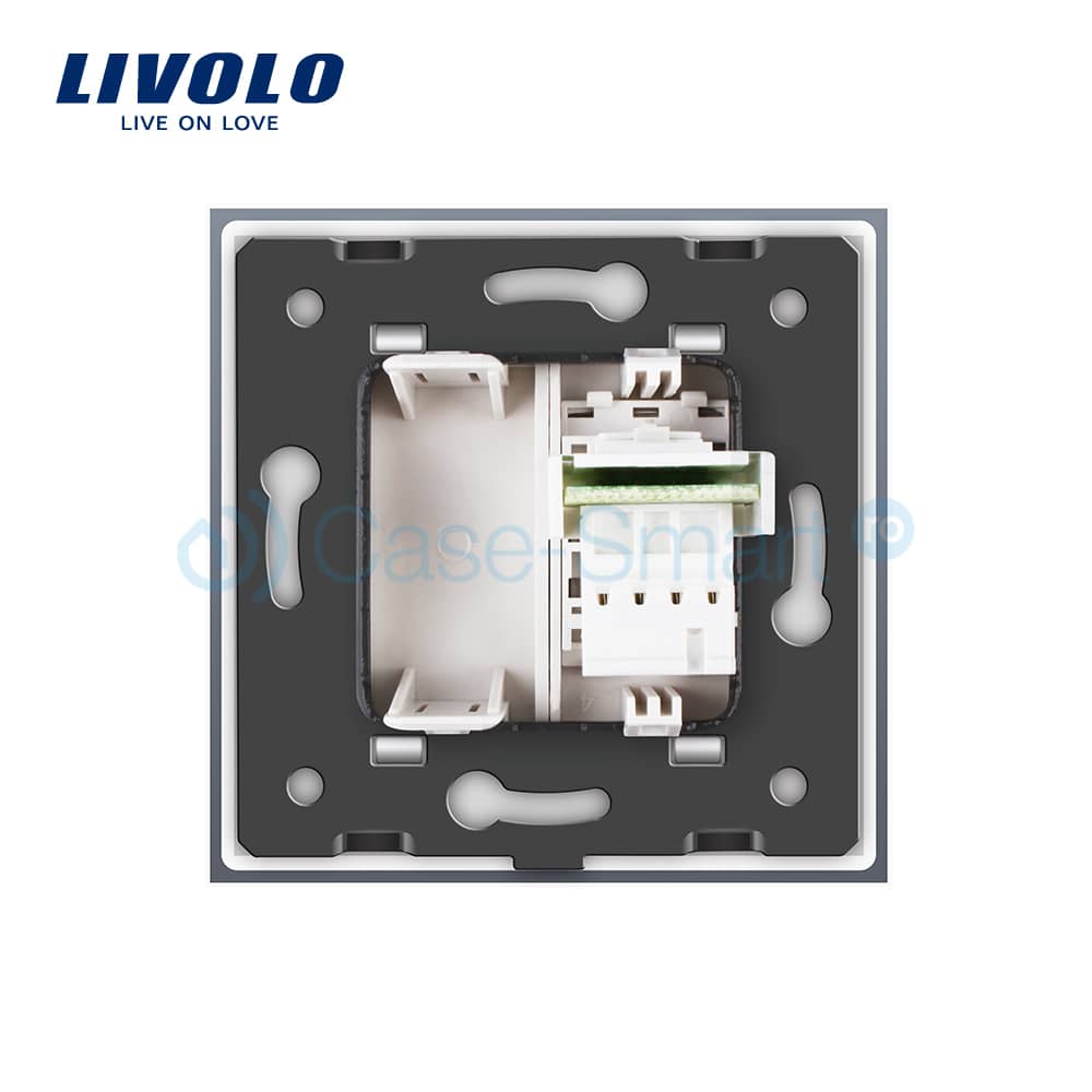 Priza simpla Telefon Livolo cu rama din sticla — imaginea 3