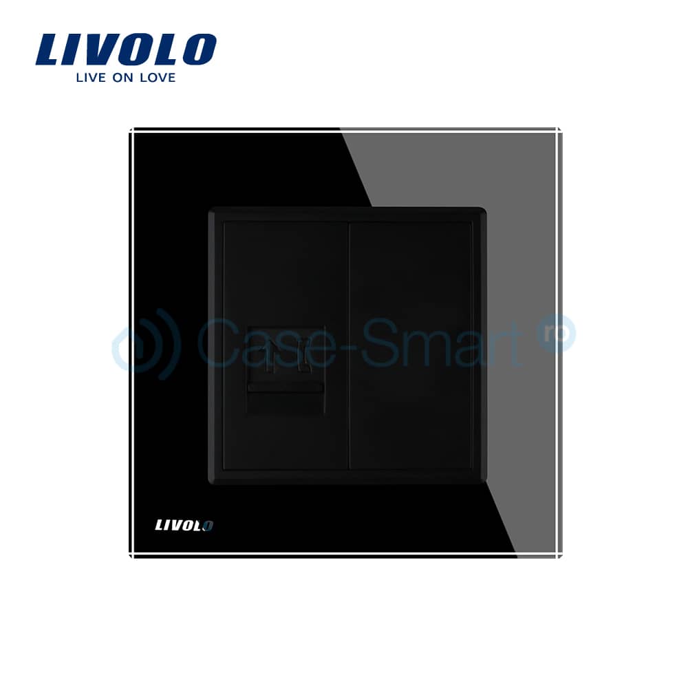Priza simpla Telefon Livolo cu rama din sticla — imaginea 2