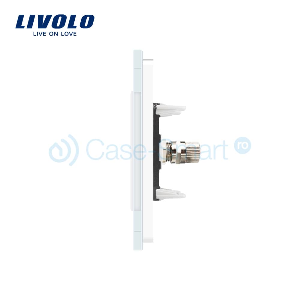 Priza simpla TV Livolo cu rama din sticla — imaginea 3