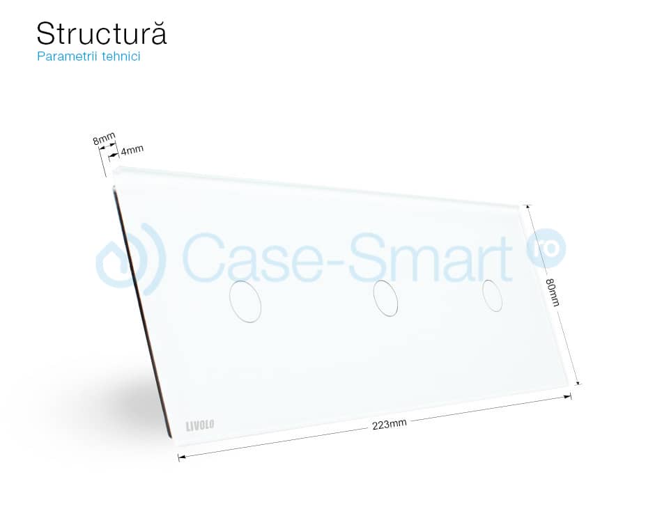 Panou intrerupator simplu+simplu+simplu cu touch Livolo din sticla — imaginea 2
