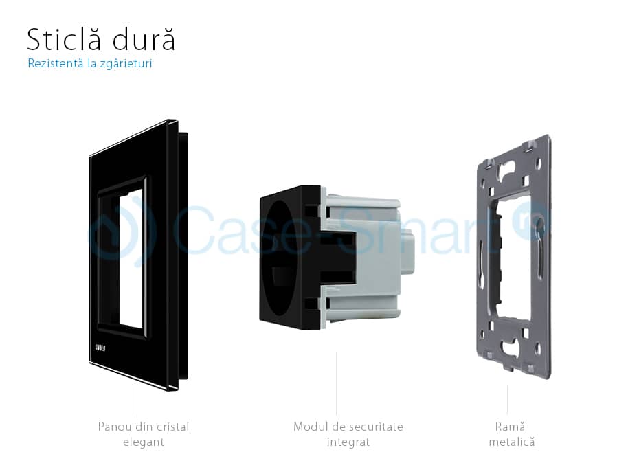 Priza simpla Livolo cu rama din sticla — imaginea 3