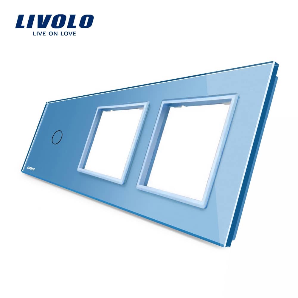 Panou intrerupator simplu cu touch si 2 prize Livolo din sticla — imaginea 2