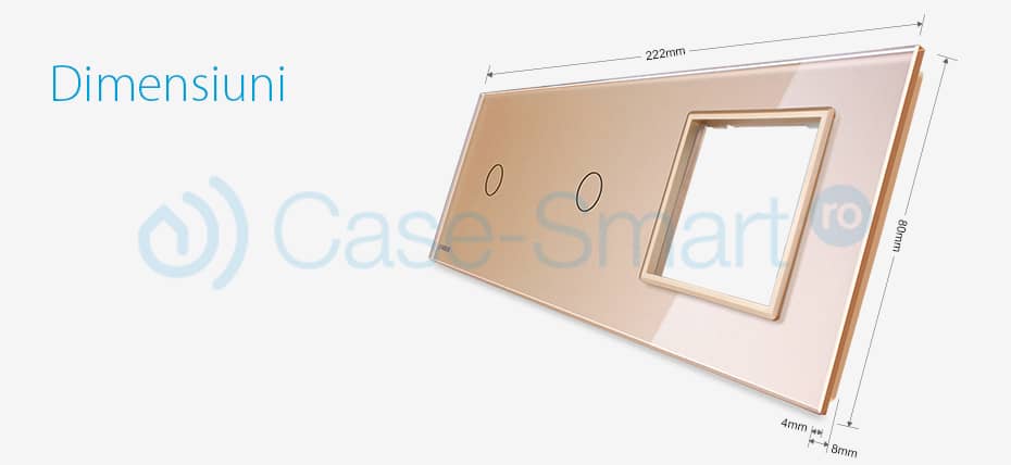 Panou 2 intrerupatoare simple cu touch si priza Livolo din sticla — imaginea 3