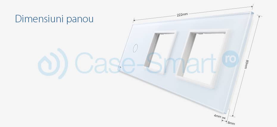Panou intrerupator simplu cu touch si 2 prize Livolo din sticla — imaginea 2