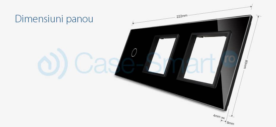 Panou intrerupator simplu cu touch si 2 prize Livolo din sticla — imaginea 2