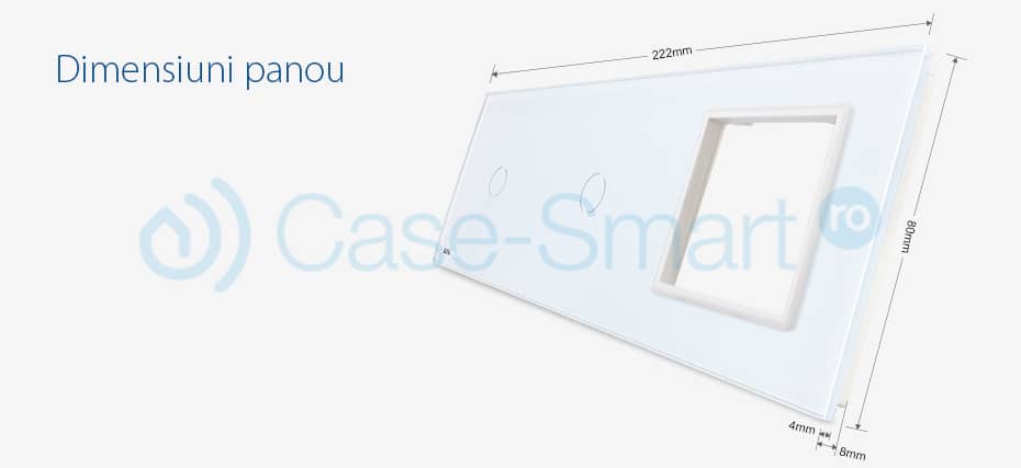 Panou 2 intrerupatoare simple cu touch si priza Livolo din sticla — imaginea 2
