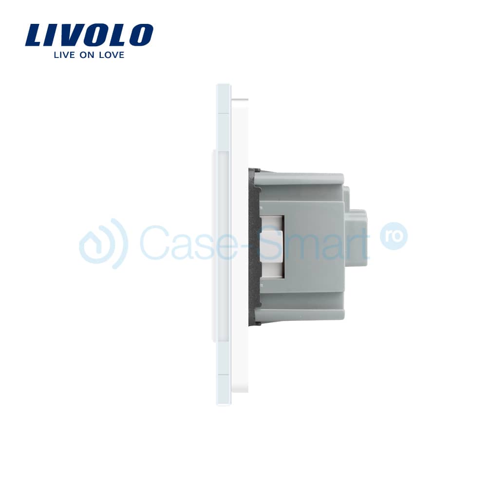Intrerupator dublu + priza simpla Livolo rama din sticla — imaginea 3
