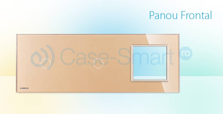 Panou 2 intrerupatoare simple cu touch si priza Livolo din sticla — imaginea 2