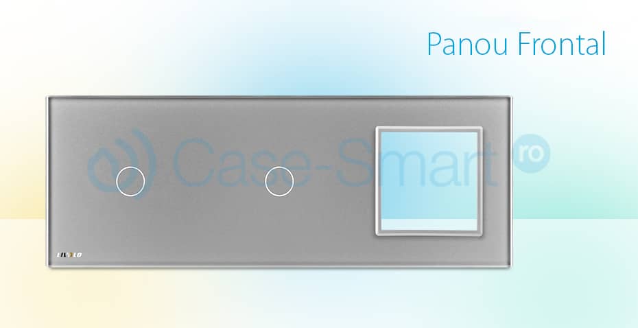 Panou 2 intrerupatoare simple cu touch si priza Livolo din sticla — imaginea 2