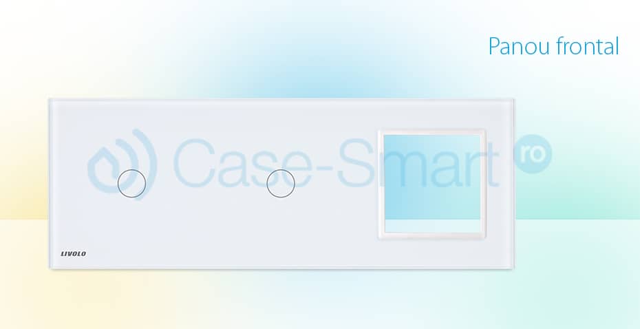 Panou 2 intrerupatoare simple cu touch si priza Livolo din sticla — imaginea 3