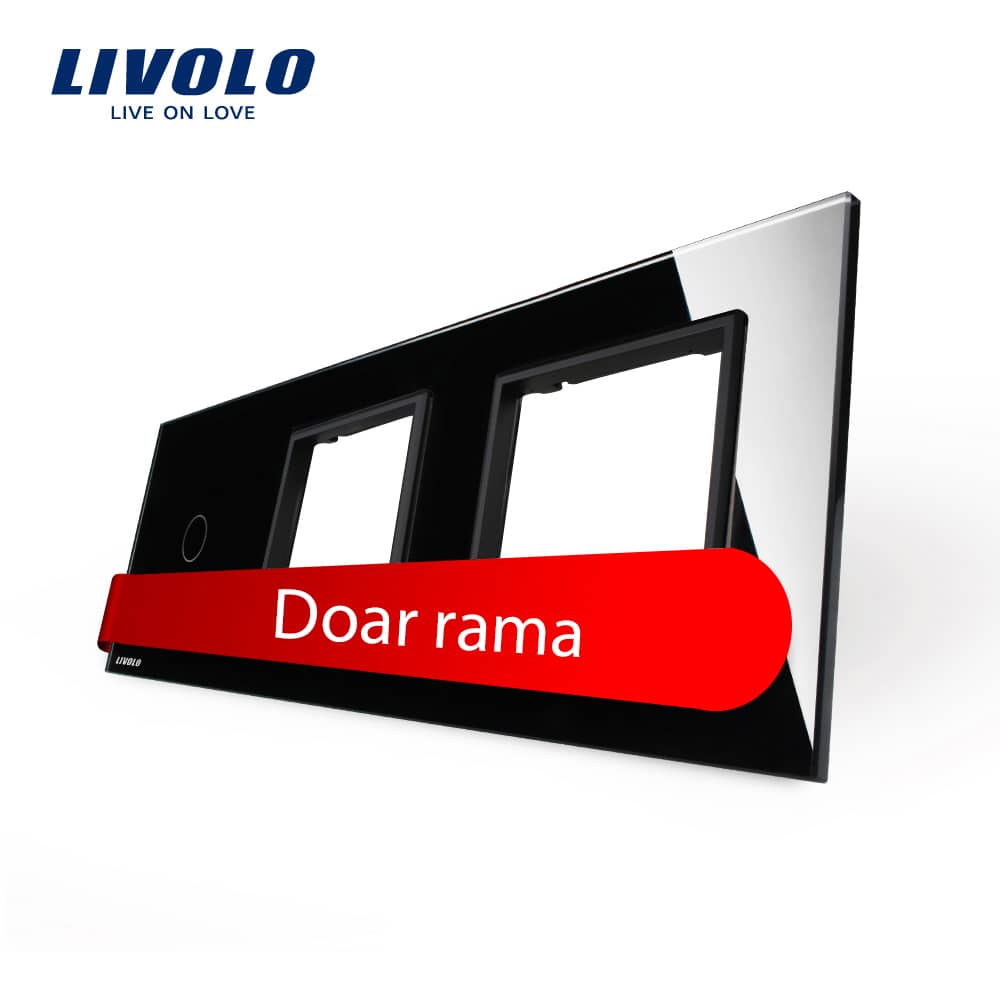 Panou intrerupator simplu cu touch si 2 prize Livolo din sticla — imaginea 1
