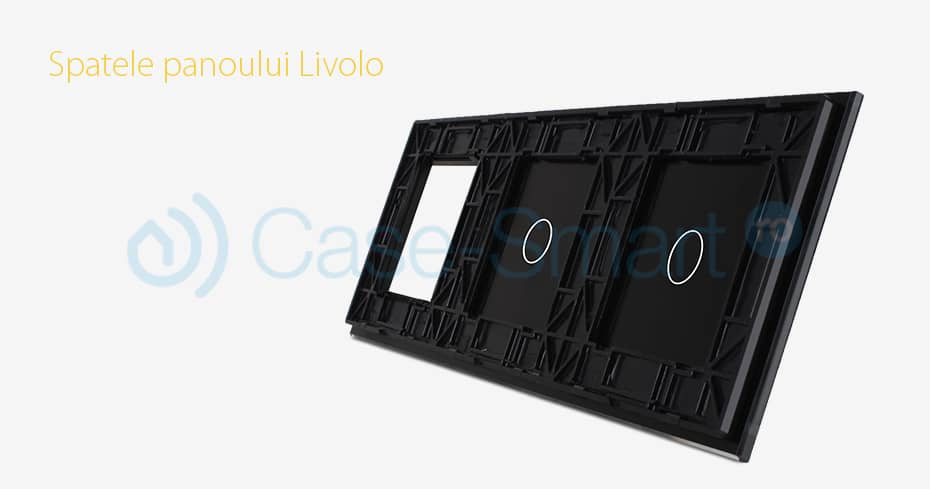 Panou 2 intrerupatoare simple cu touch si priza Livolo din sticla — imaginea 4