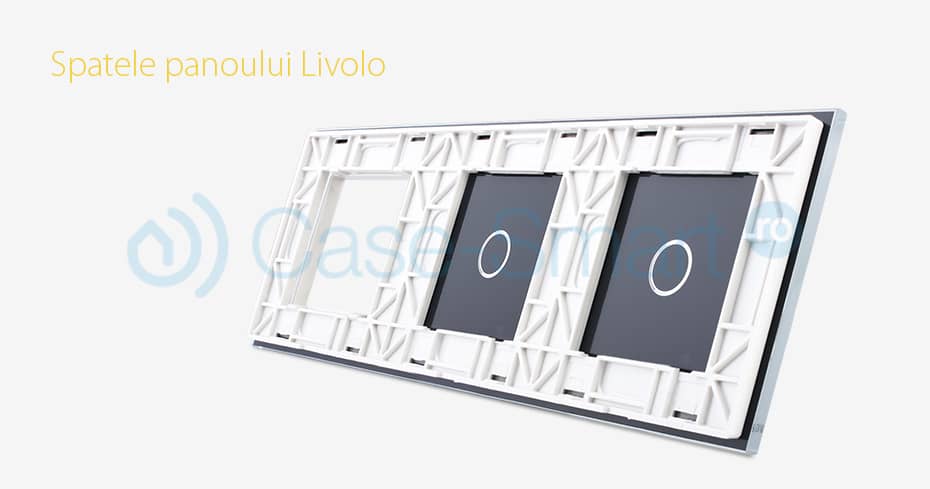 Panou 2 intrerupatoare simple cu touch si priza Livolo din sticla — imaginea 5