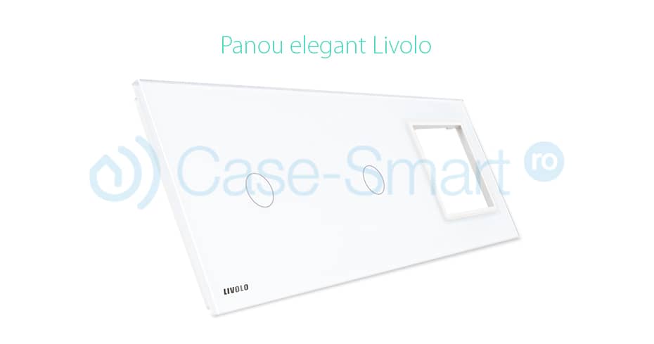 Panou 2 intrerupatoare simple cu touch si priza Livolo din sticla — imaginea 4