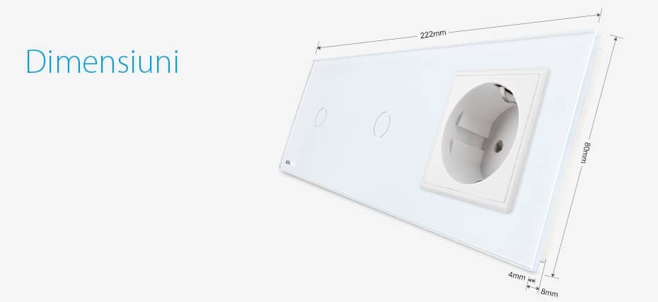 Intrerupator LIVOLO simplu+simplu cu touch si priza din sticla — imaginea 2