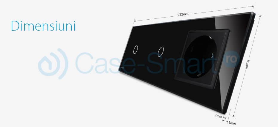 Intrerupator LIVOLO simplu+simplu cu touch si priza din sticla — imaginea 3
