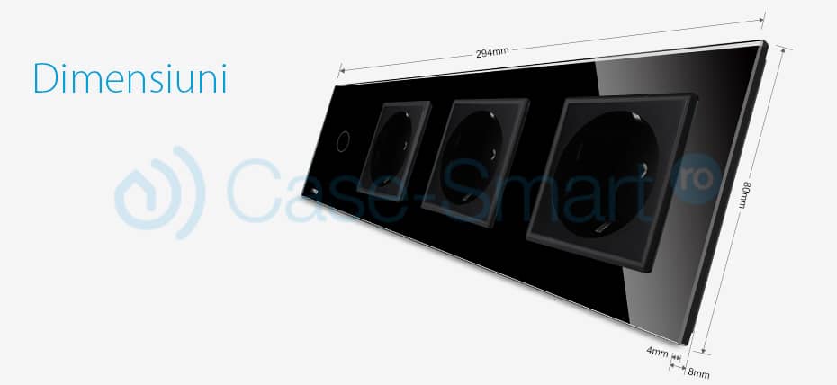 Intrerupator simplu + Priza tripla LIVOLO cu touch din sticla — imaginea 3