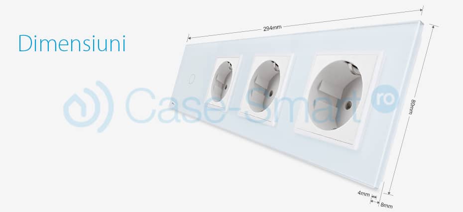 Intrerupator simplu + Priza tripla LIVOLO cu touch din sticla — imaginea 3