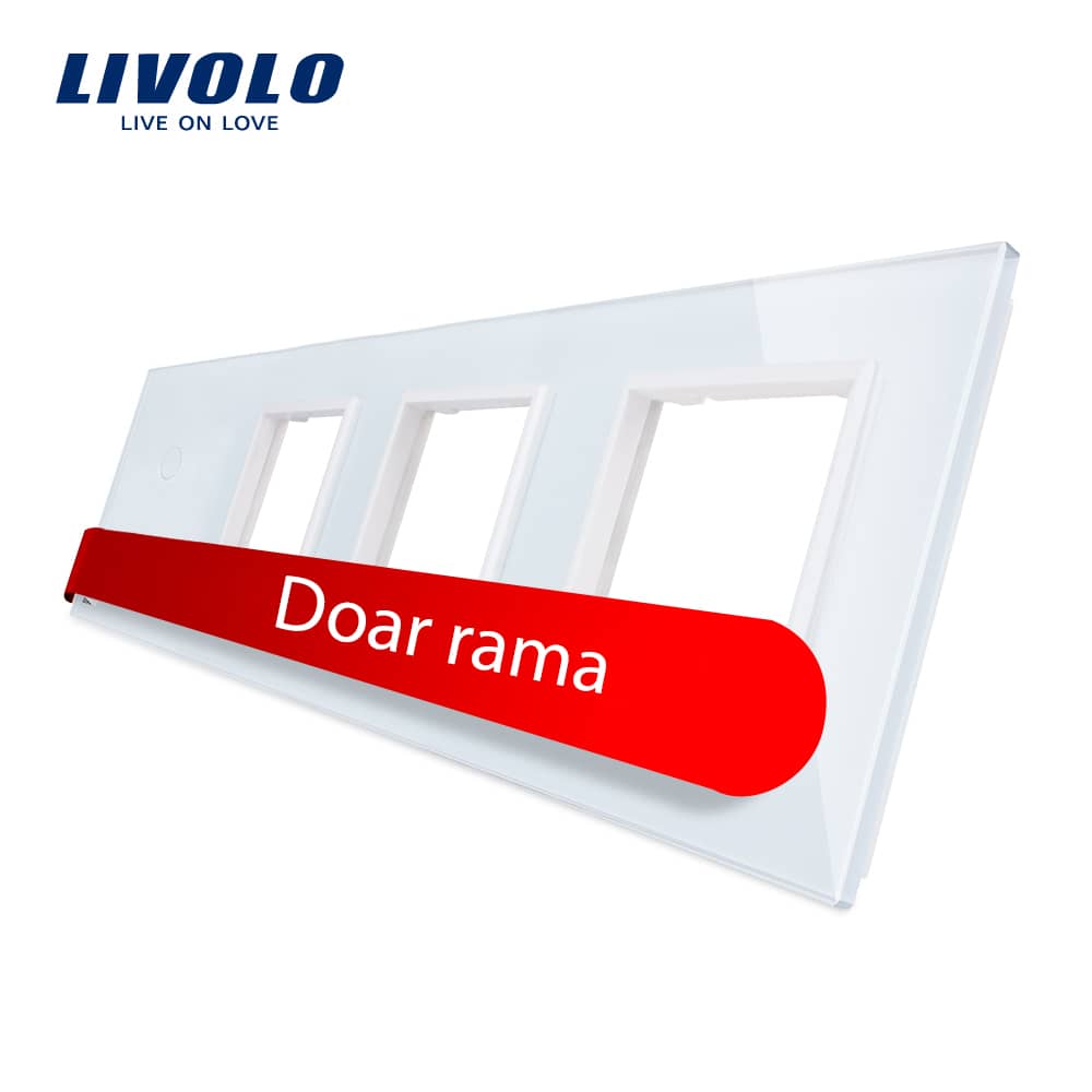 Rama intrerupator cu touch simplu+priza tripla LIVOLO din sticla — imaginea 1