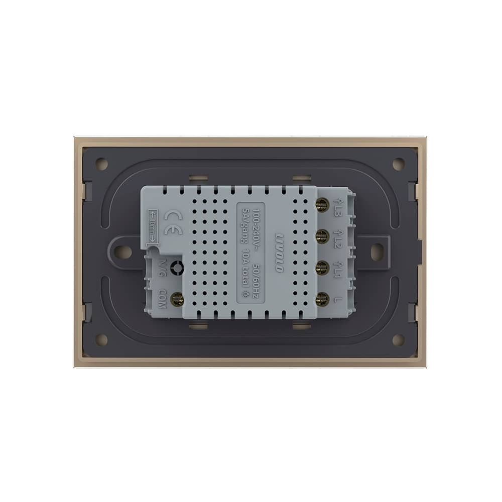 Intrerupator triplu cap scara / cruce cu touch Livolo din sticla, standard italian - Serie noua — imaginea 4
